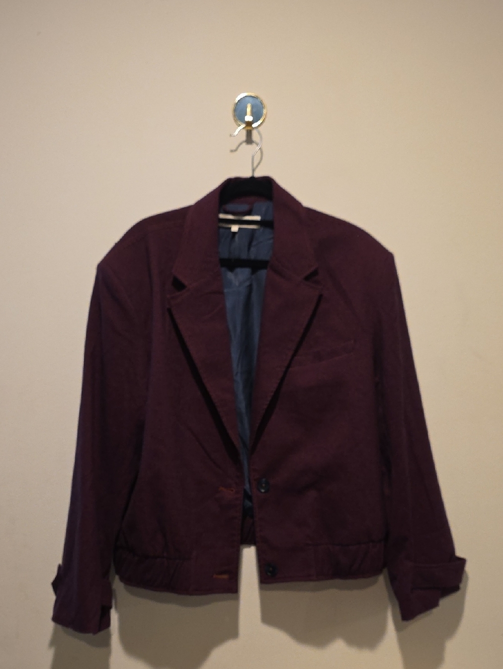 Free People Women's Burgundy Blazer Jacket Has A Great Boxy Look Flattering L